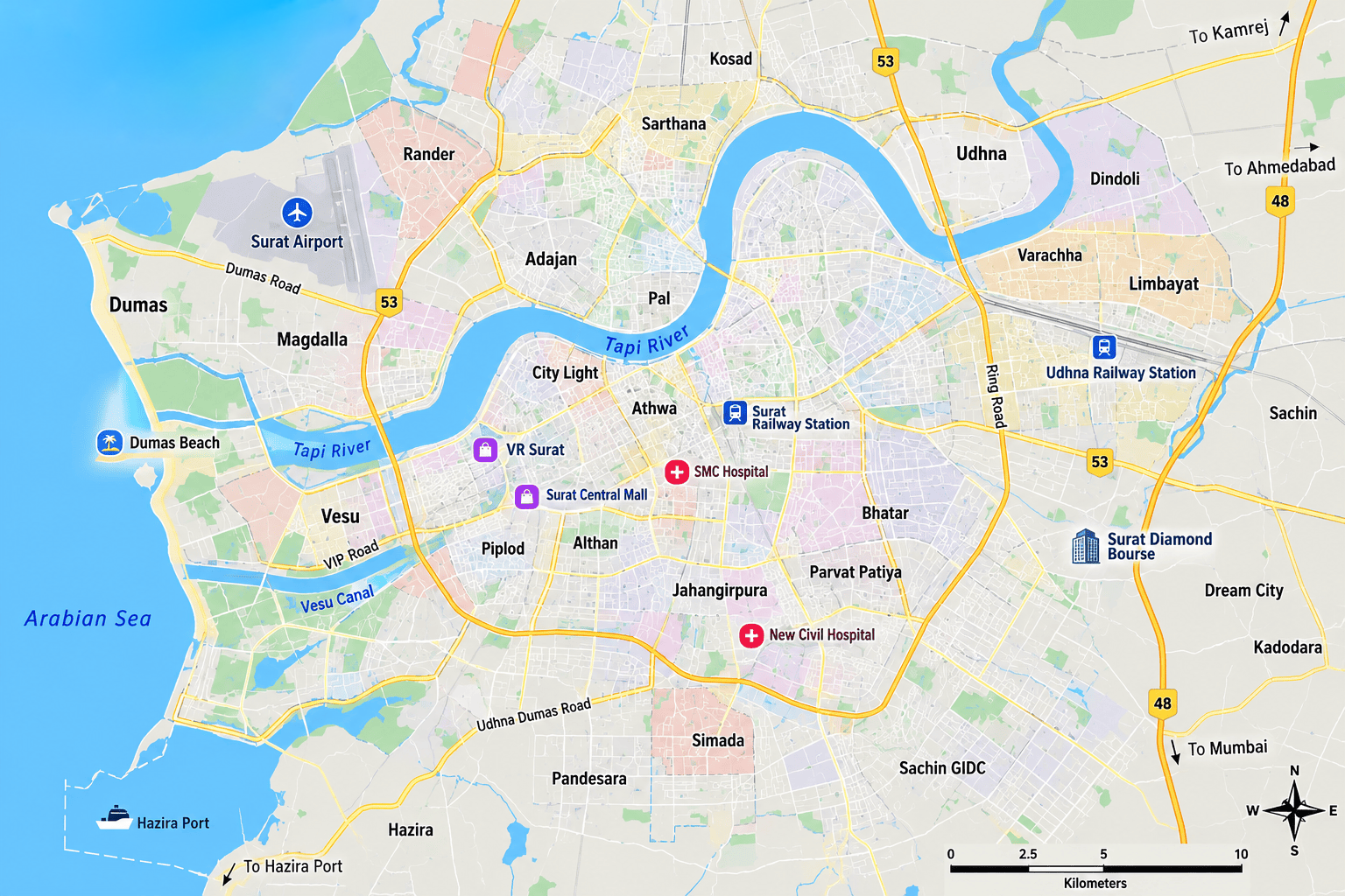 Surat City Official Map